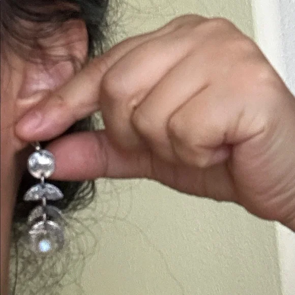 🖤NWOT🔺Moon Phase Moonstone Drop Earrings Sterling Silver - Picture 11 of 12